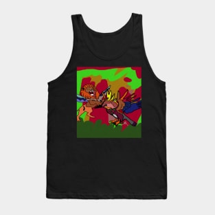 drawing lion and hoopoe colorful art Tank Top